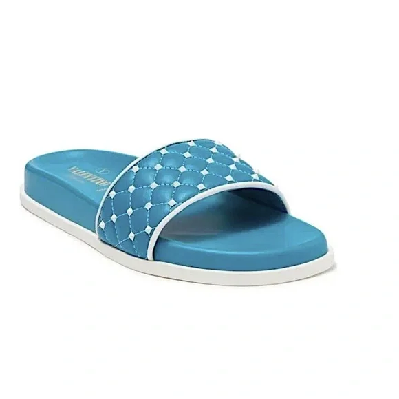 Valentino Garavani Rockstud Pool Slides Valentino Navy Valentino Garavani Rockstud Pool Slides  main image 3